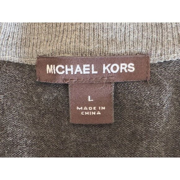 Michael Kors 100% Merino Wool 2-Tone Gray Button Up Long Sleeve Cardigan Sz L - Picture 6 of 9